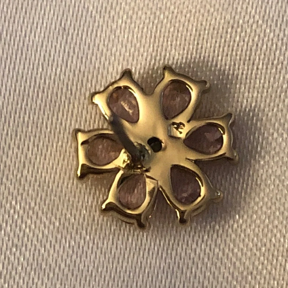kate spade Gold Tone Always Sparkle Flower Stud Earrings Pink CZ Accents NWT